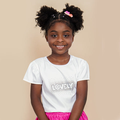 Camiseta Infantil Feminina Kids Lovely Branca