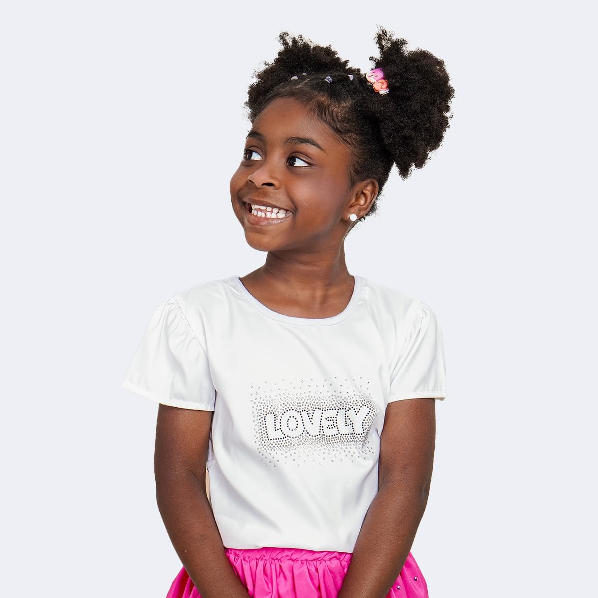 Camiseta Infantil Feminina Kids Lovely Branca