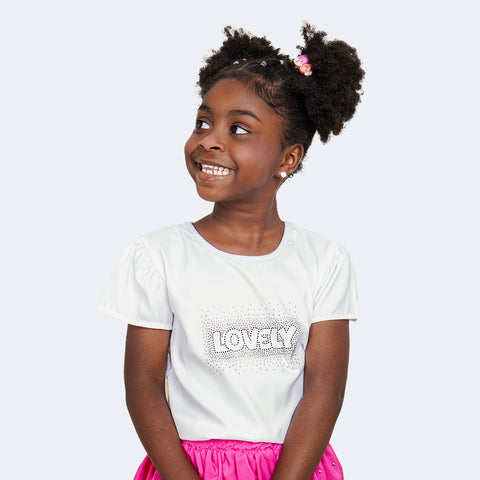 Camiseta Infantil Feminina Kids Lovely Branca