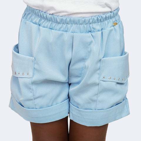 Short Infantil Pampili em Alfaiataria Azul Claro