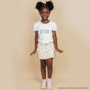Short Saia Infantil Feminino Jeans Cargo Off White