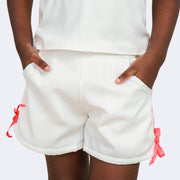 Short Infantil Pampili com Fita Rosa Neon Off White