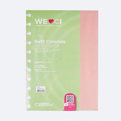 Refil Caderno Inteligente Grande 50 Folhas Colorido - refil embalado