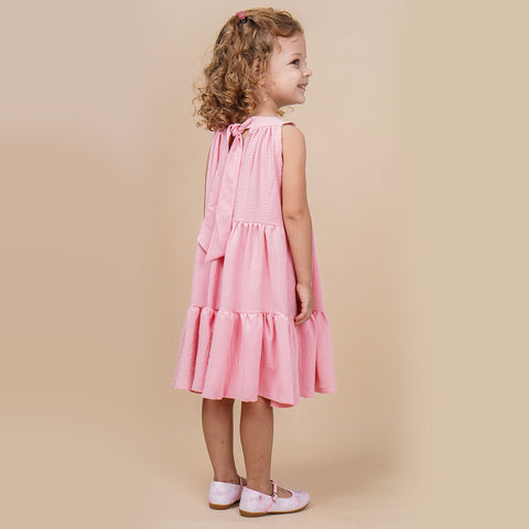 Vestido Infantil Pampili Fluido em Camadas Rosa