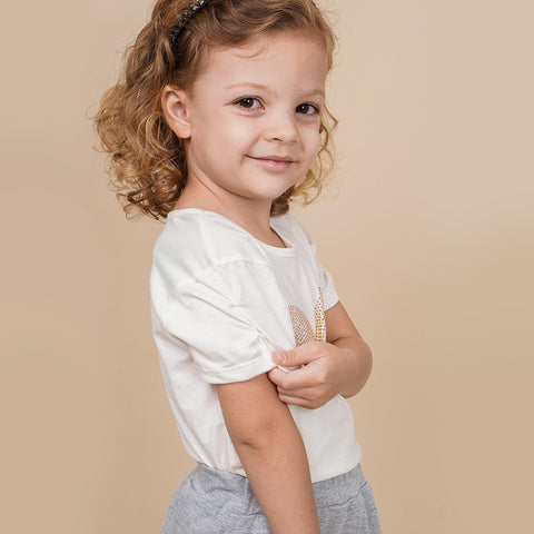 Camiseta Infantil Pampili com Borboleta Off White