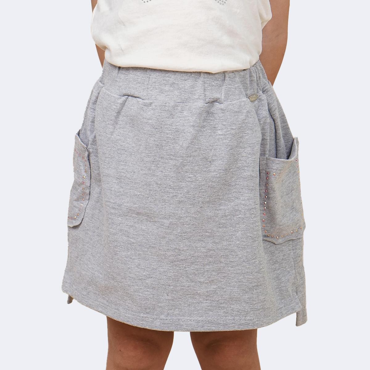 Saia Infantil Pampili com Bolso Lateral Strass Mescla
