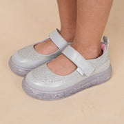 Tênis de Led Pampili Sneaker Luz Mary Jane com Strass Prata