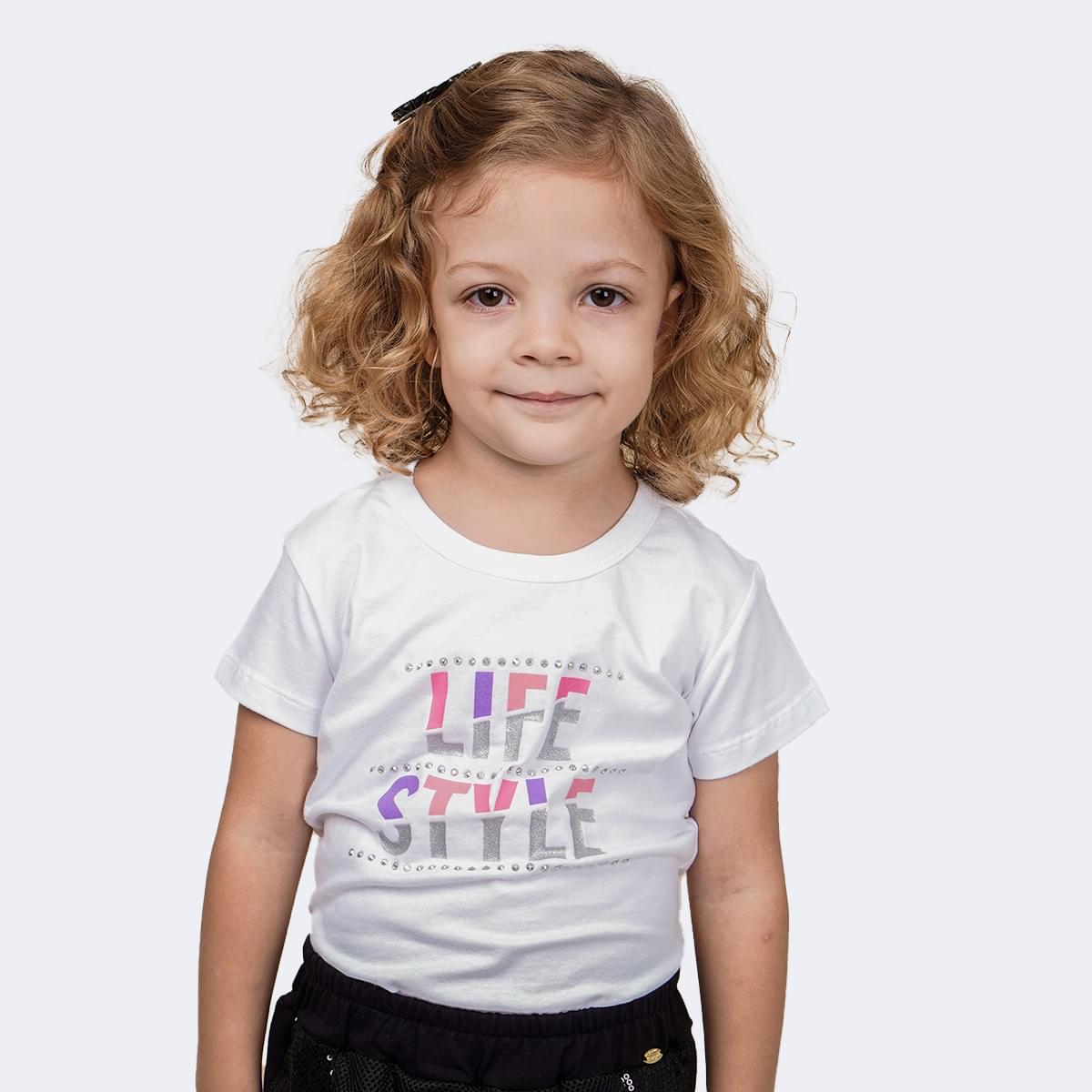 Camiseta Infantil Pampili Life Style Tachas Branca