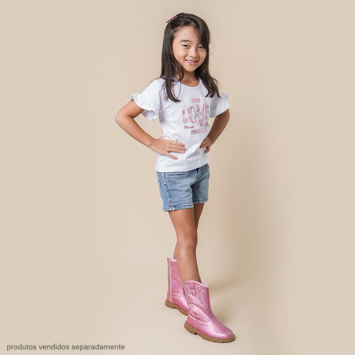Camiseta Infantil Feminina Love Branca