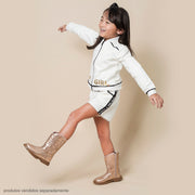Short Infantil Pampili Moletom Off White e Preto