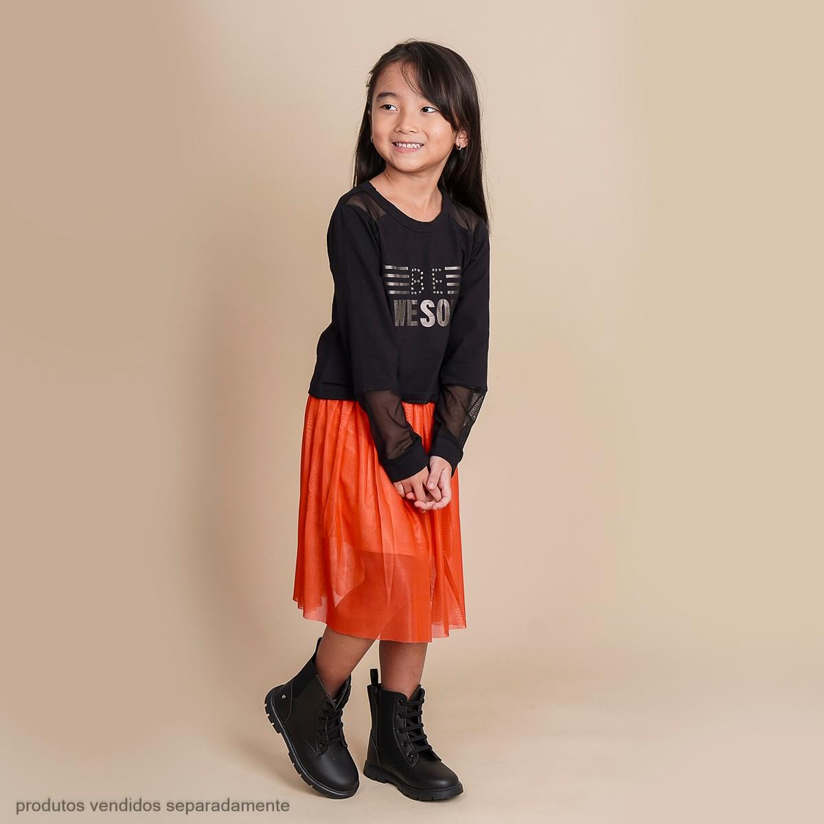 Saia Tule Infantil Make Pampili Laranja
