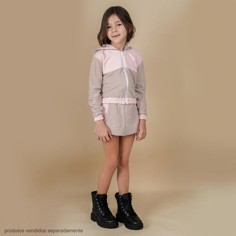 Short Saia Infantil Pampili Lurex Rosa Novo