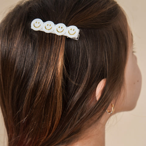 Presilha de Cabelo Infantil Carinha Smile Branca