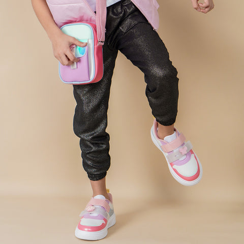 Calça Jogger Infantil Pampili Lurex Preta