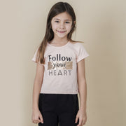 Camiseta Infantil Pampili Your Heart Metalizada Rosa Novo
