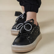 Tênis Infantil Feminino com Laço Customizável Preto