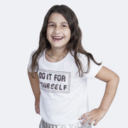 Camiseta Infantil Pampili Do It For Yourself Branca e Preta