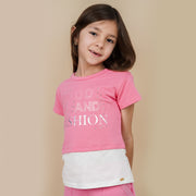 Camiseta Infantil Pampili Mood And Fashion Rosa e Off White