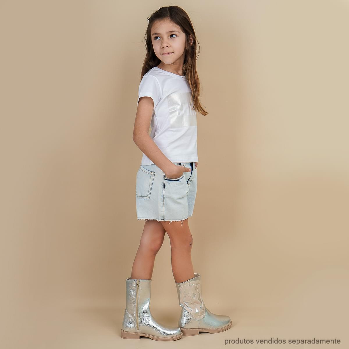 Camiseta Infantil Pampili Shine Holográfica Branca