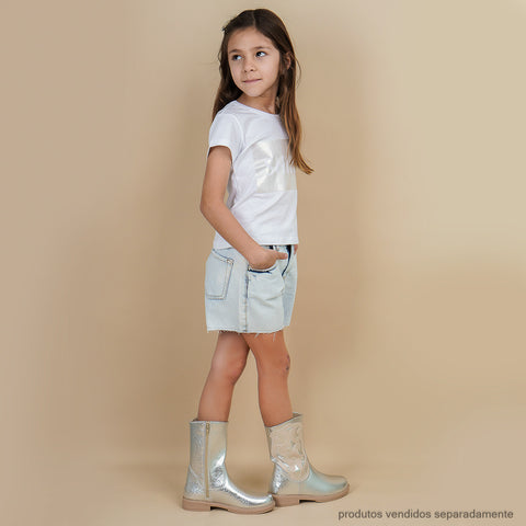 Camiseta Infantil Pampili Shine Holográfica Branca
