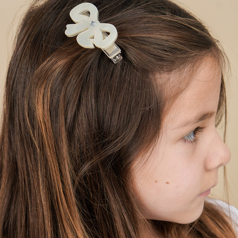 Presilha de Cabelo com Laço Perolado Branco