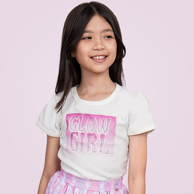 Camiseta Infantil Pampili Glow Girl Off White - camiseta na menina