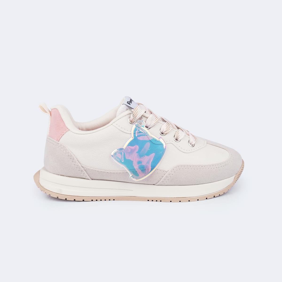 Tênis Infantil Feminino Zeal com Chaveiro Personalizado Bege