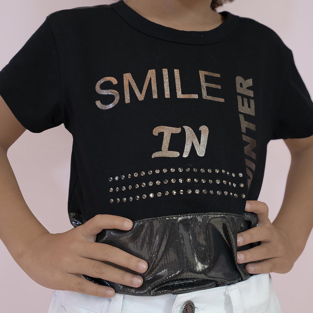 Camiseta Infantil Pampili Smile in Winter Preta