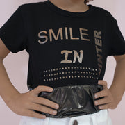 Camiseta Infantil Pampili Smile in Winter Preta