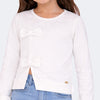 Blusa Manga Infantil Feminina Laços Off White