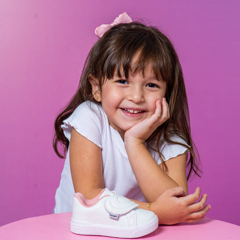 Tênis Infantil Feminino Pampili Yumi Coração Branco