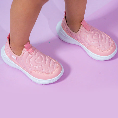 Tênis Infantil Feminino Sky Comfy Corações Rosa Glace