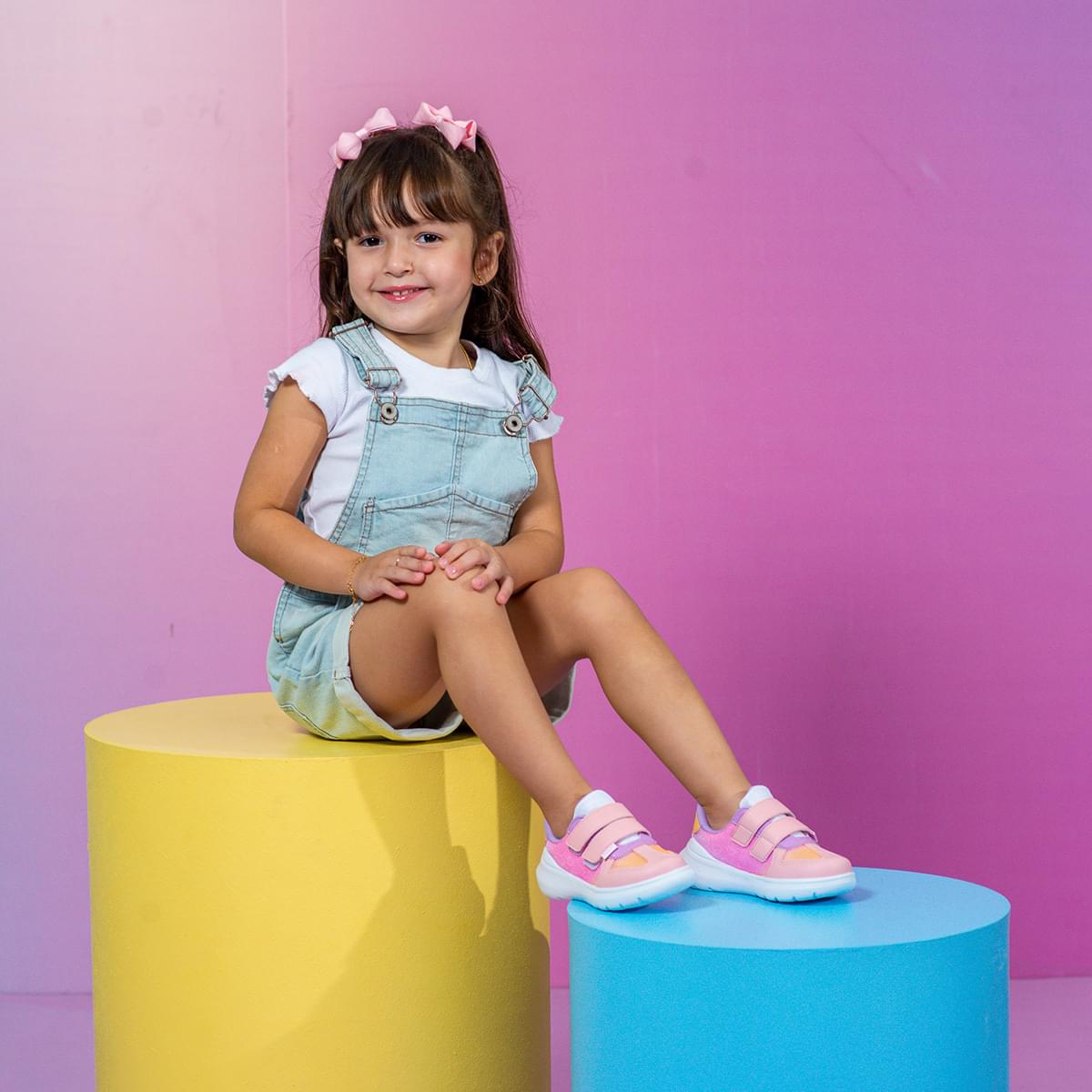 Tênis Infantil Feminino Sky Corações Colorido