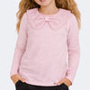 Blusa Infantil Manga Longa Pampili Gola Peter Pan Laço Rosa
