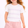 Camiseta Infantil Pampili Listras Lilás e Off White