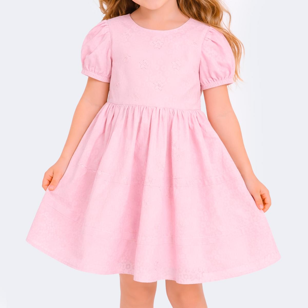 Vestido Infantil Pampili Princesa Rodado Rosa Claro