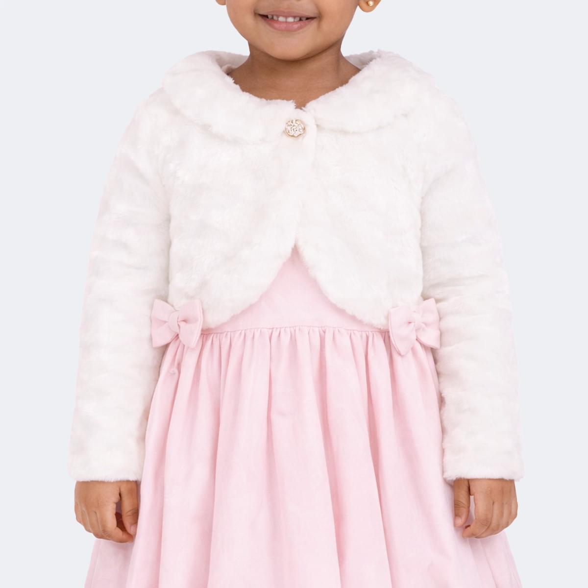 Casaco Bolero Infantil Pampili com Pelinho Off White