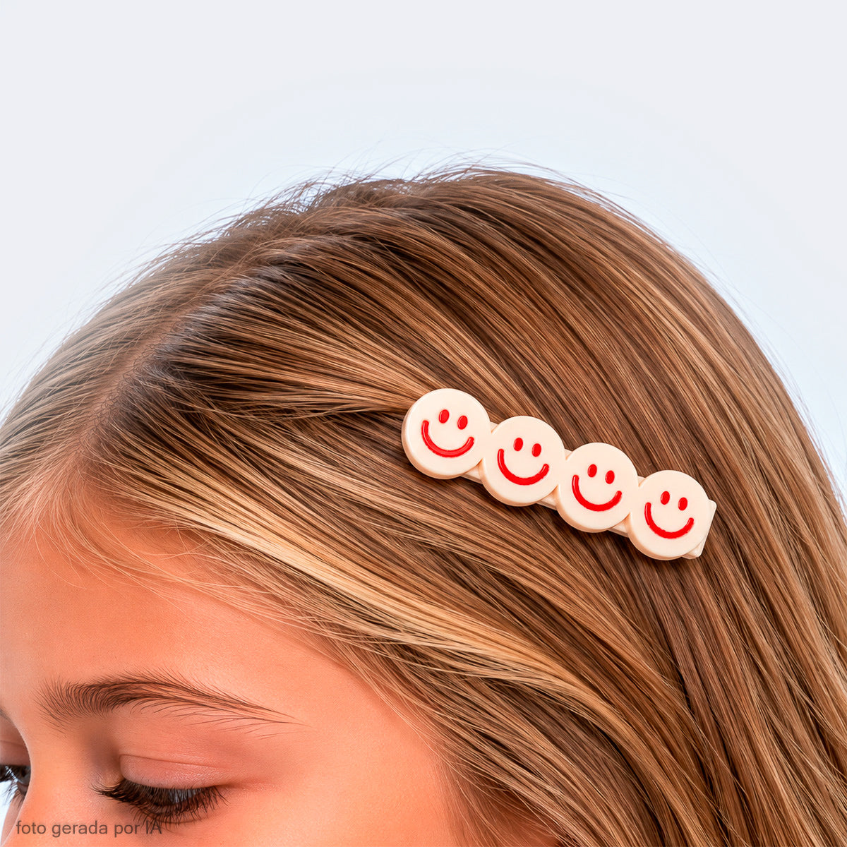 Presilha de Cabelo Infantil Carinha Smile Marfim