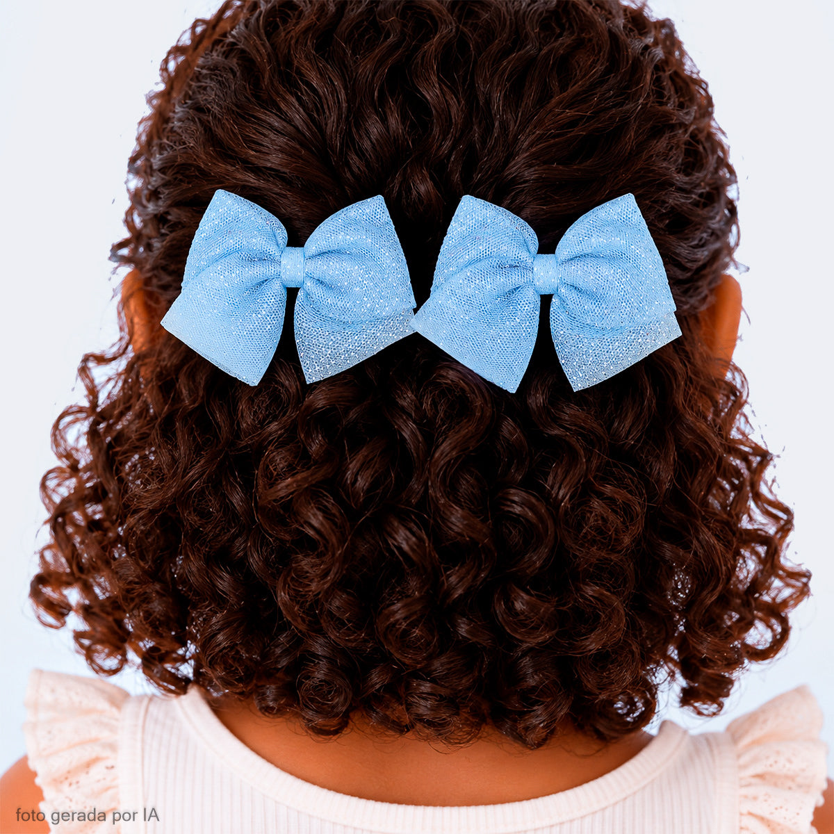 Kit de Presilha Infantil Pampili Laço de Tule Azul