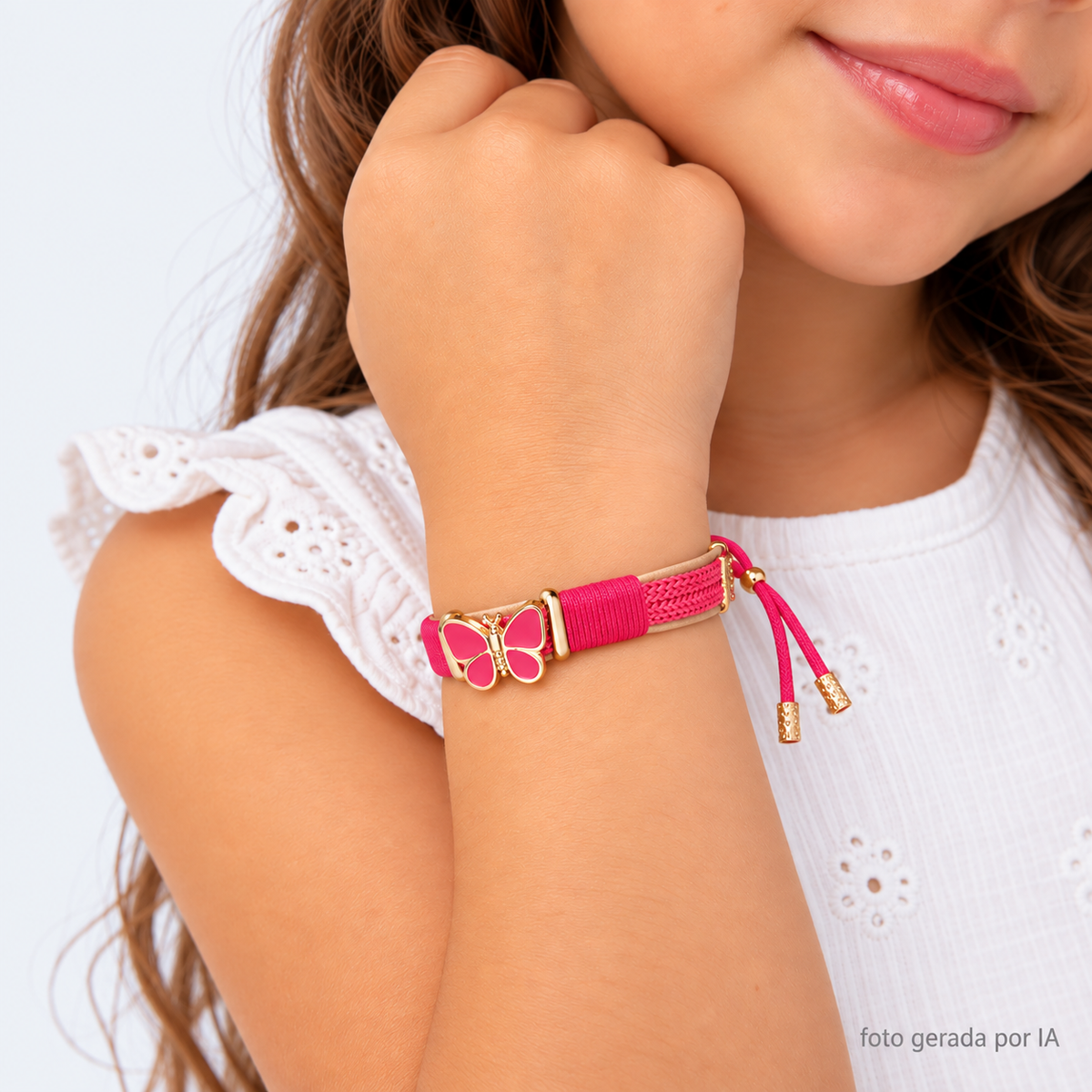 Pulseira Infantil Pampili Borboleta Pink