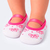 Meia Sapatilha infantil Pampili Bebê Branco com Laço Rosa