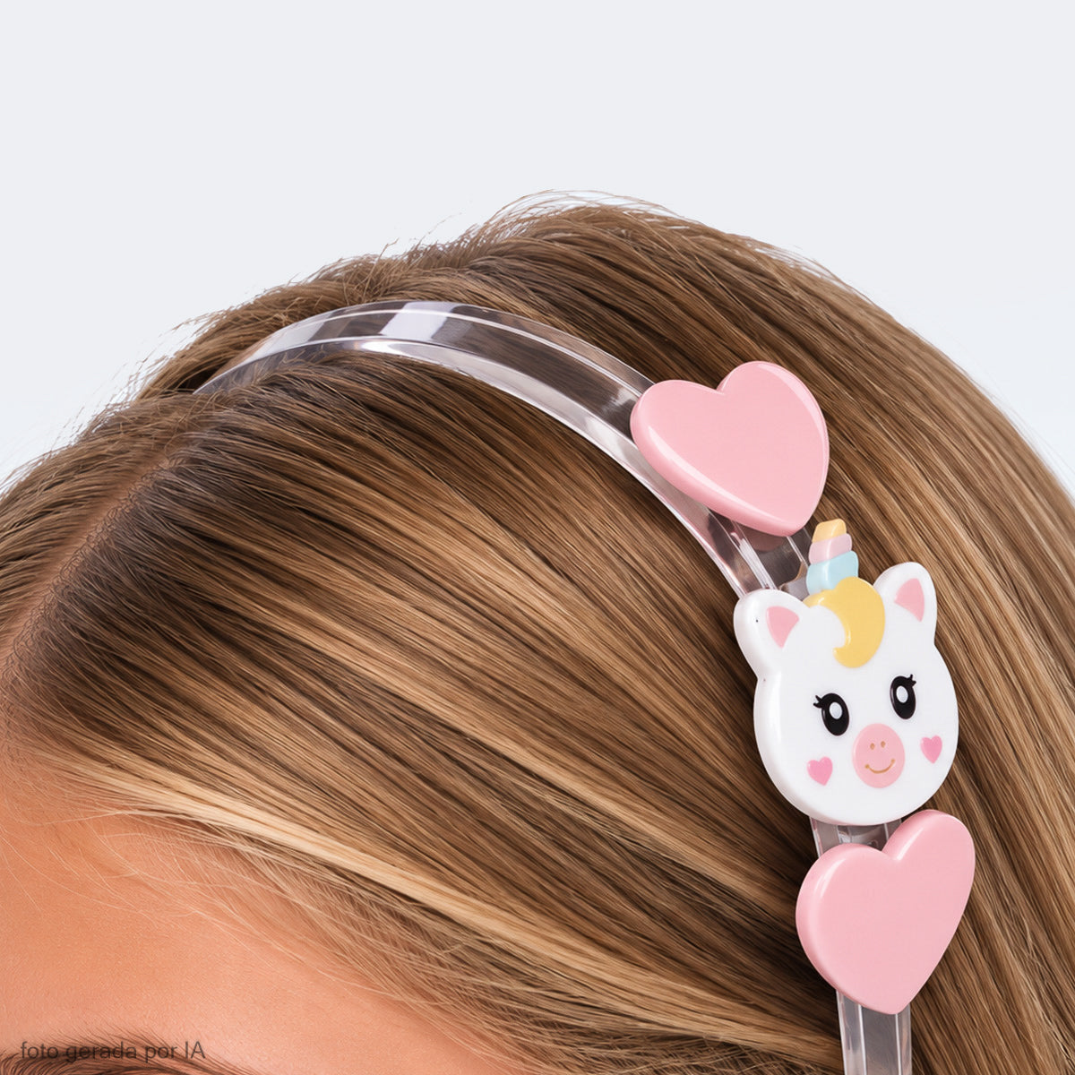 Tiara de Cabelo Infantil Unicórnio Transparente Colorida