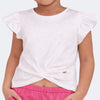 Camiseta Infantil Feminina Cintura Laço Off White