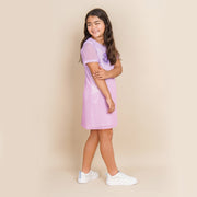 Vestido Infantil Pampili Tela Carinha Divertida Holográfico Lilás