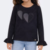 Blusa Manga Longa Infantil Pampili Corações Preta