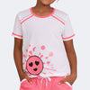 Camiseta Infantil Pampili Carinha Apaixonada Branco e Rosa Neon