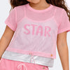 Camiseta Infantil Sobreposta Pampili Star Holográfica Rosa e Prata