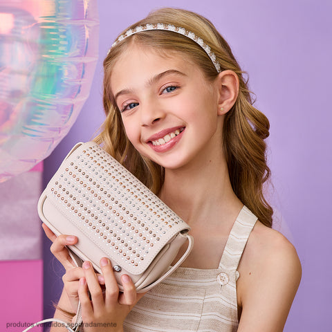Bolsa Infantil Infantil Pampili Tachas Metalizadas Off White