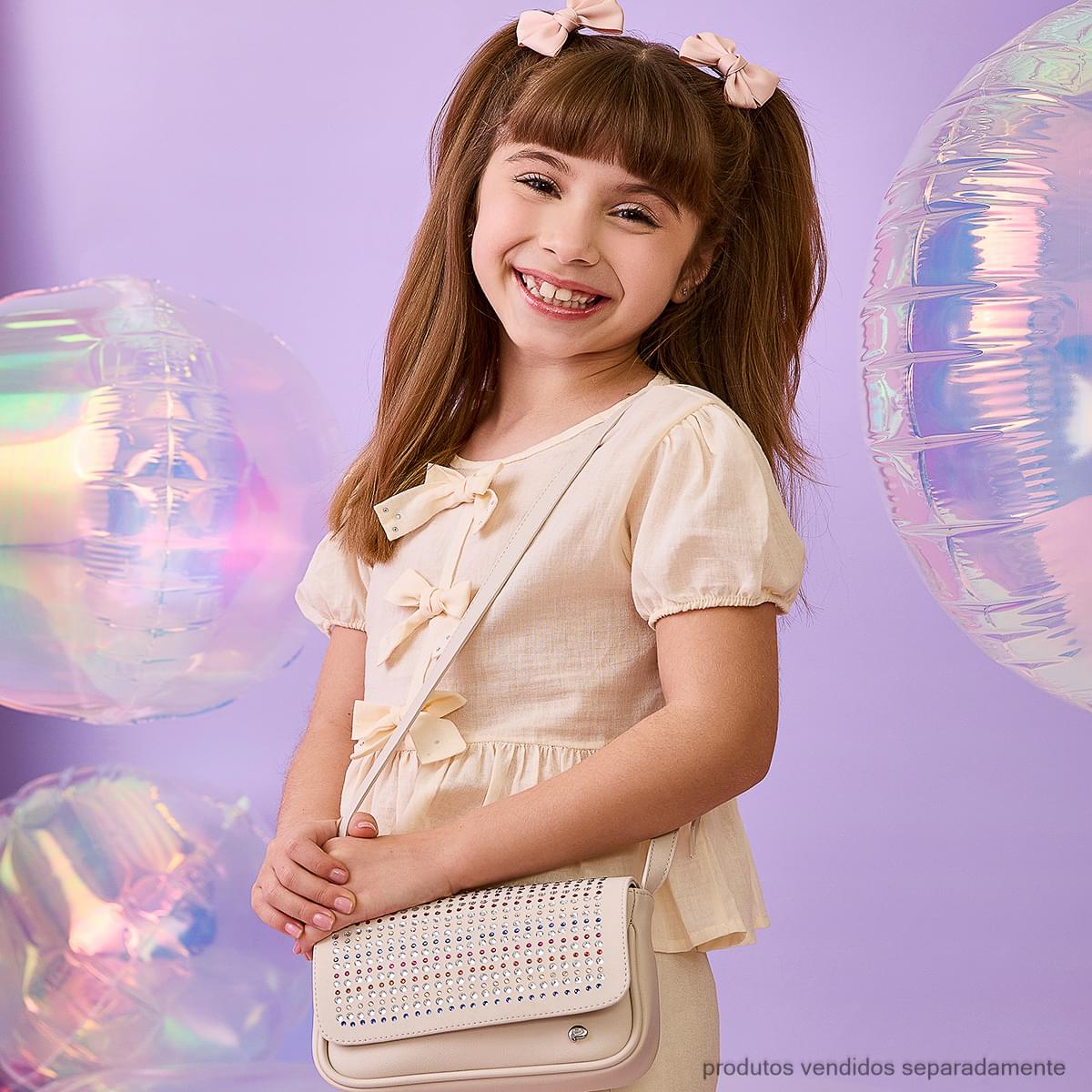 Blusa Infantil Pampili com Laços e Babados Pêssego