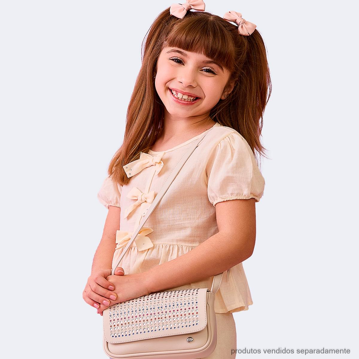 Blusa Infantil Pampili com Laços e Babados Pêssego